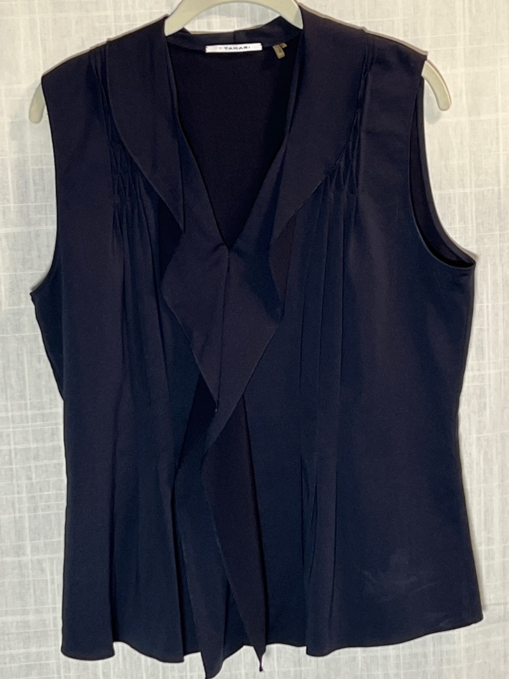 BOGO! Tahari Midnight Navy Ruffle-Front Sleeveless Top